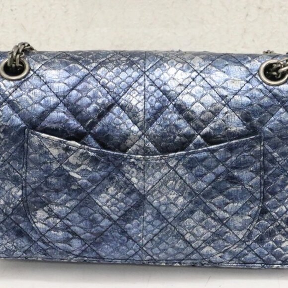 Chanel Blue/Silver Quilted Python Reissue 2.55 Classic Flap Bag 13874706 - Picture 6 of 15